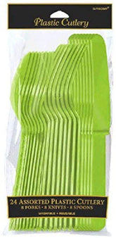 Kiwi Green Assorted Plastic Cutlery Set - (288 Count) - Premium Quality & Eye-catching Color Tableware, Perfect for Parties & Special Events